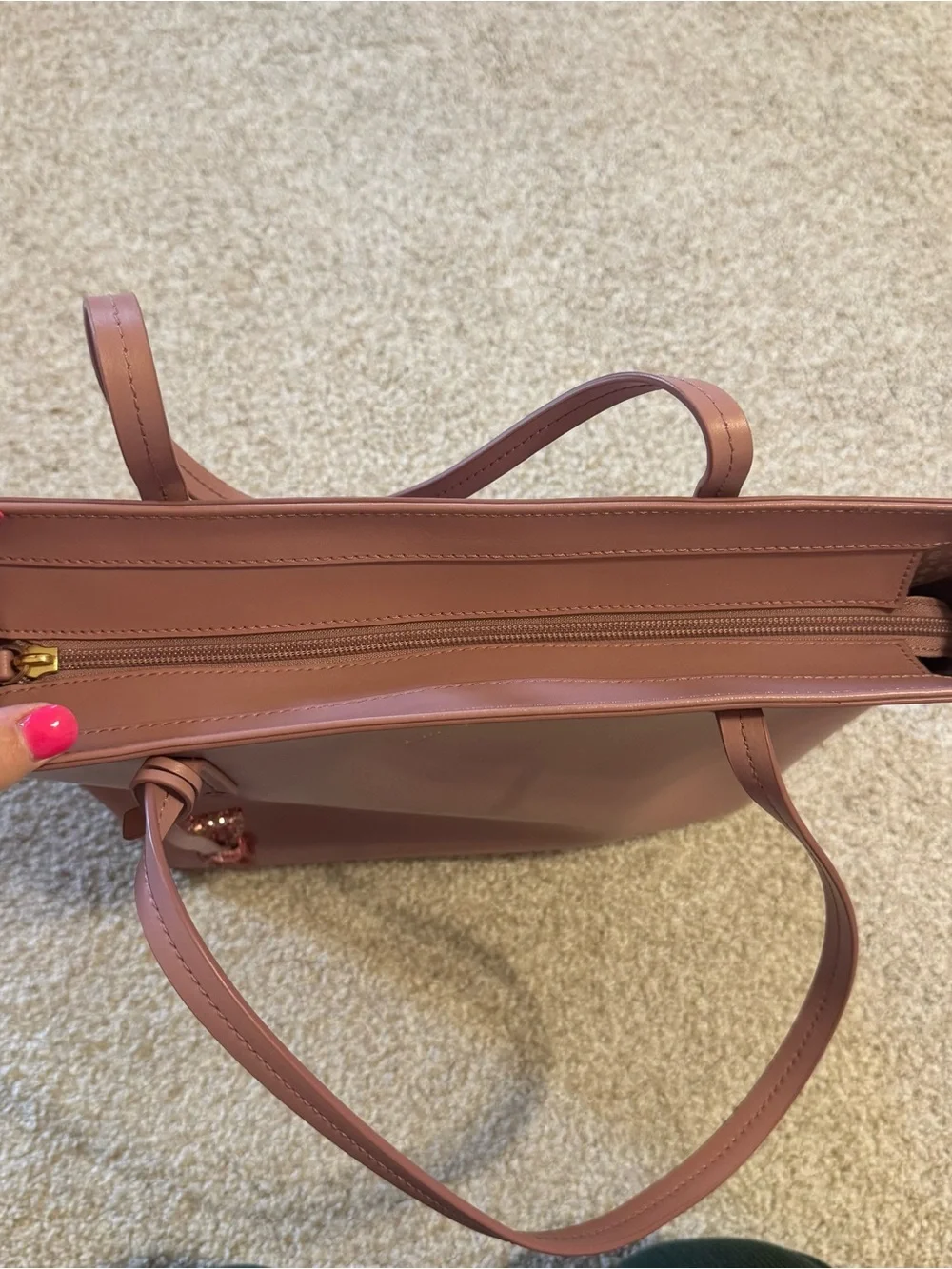 kate spade Rose Pink Leather Tote with Glitter Bow Charm